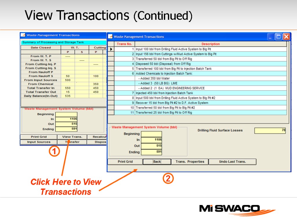 View Transactions (Continued) Click Here to View Transactions 1 2